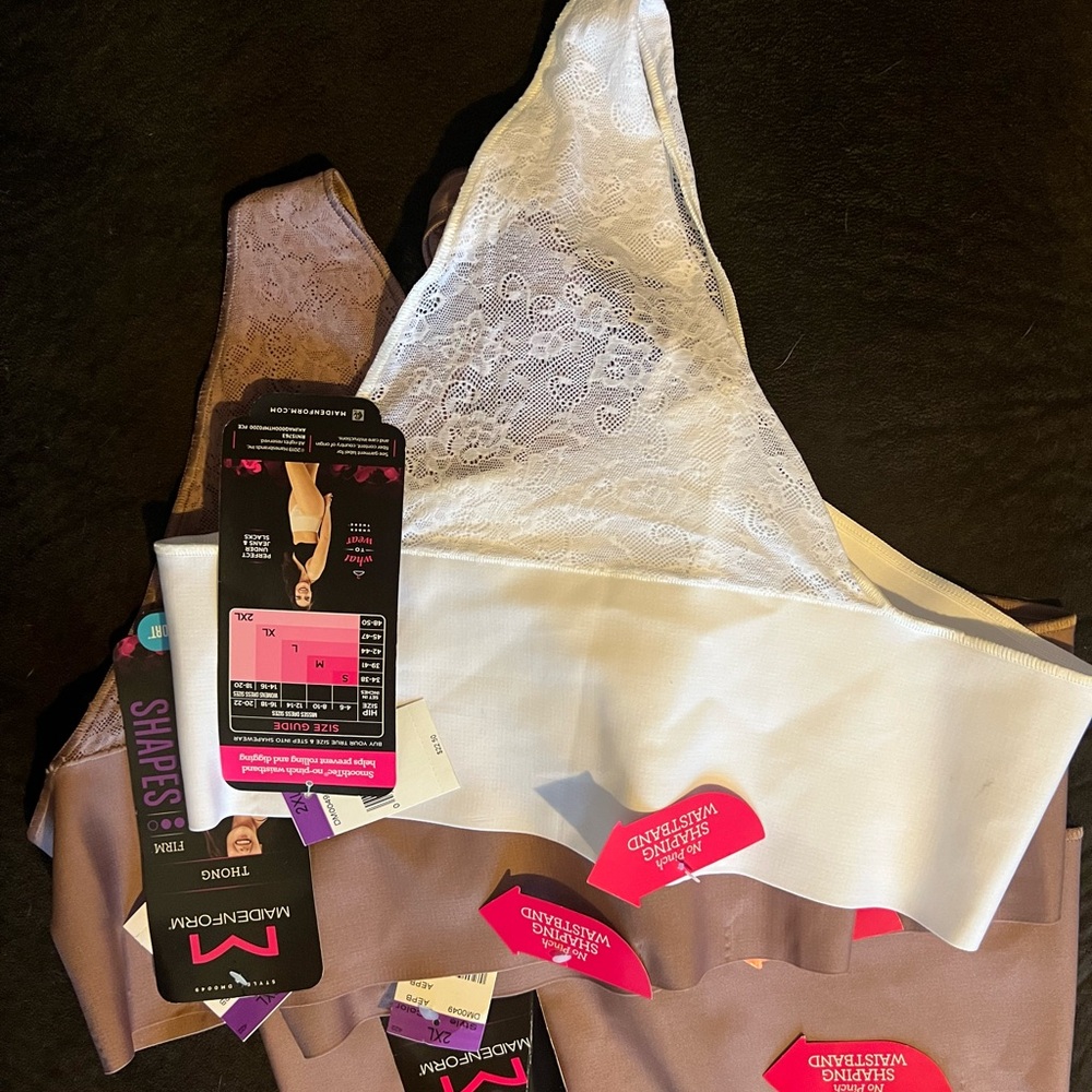 Maidenform Lace Tummy Control Shapewear Thongs Sz 2X